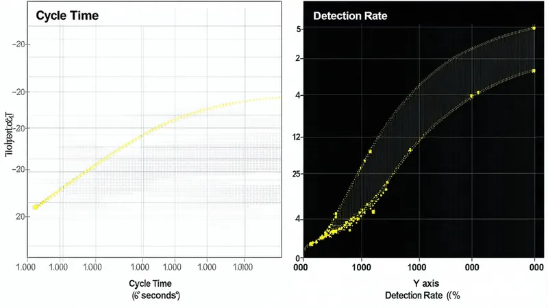 Cycle time vs detection rate tradeoff chart for vision inspection